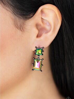 Iridescent Green Drop Earrings - Women Jewelry